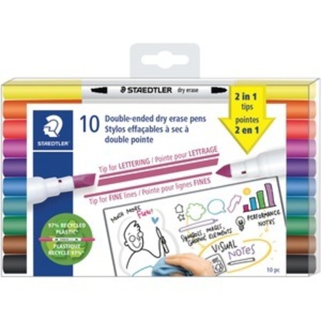 STAEDTLER Marker, Dry Erase, Twin Tip STD3010TB10A6